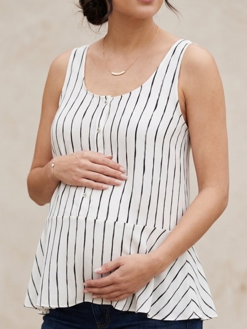 HATCH Billie Tank Black White Striped Maternity Nursing Blouse Size 2